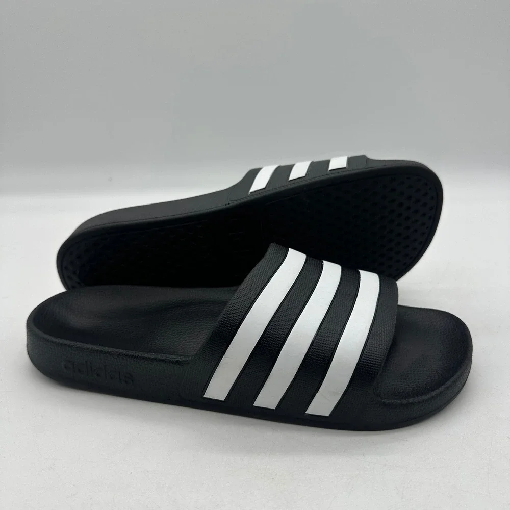 Adidas 03220UW002 Men 8 Women 9 Black White 3-Stripes Adilette Shower Slides